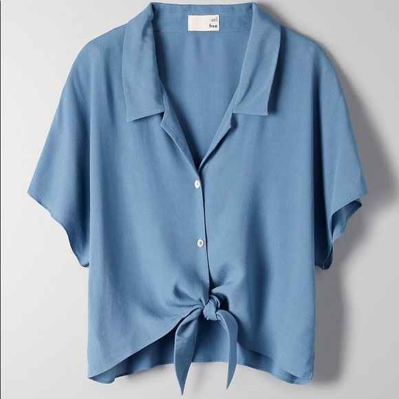 Wilfred Free The Tie Front Blouse in Blue Note BNWT - Picture 1 of 6